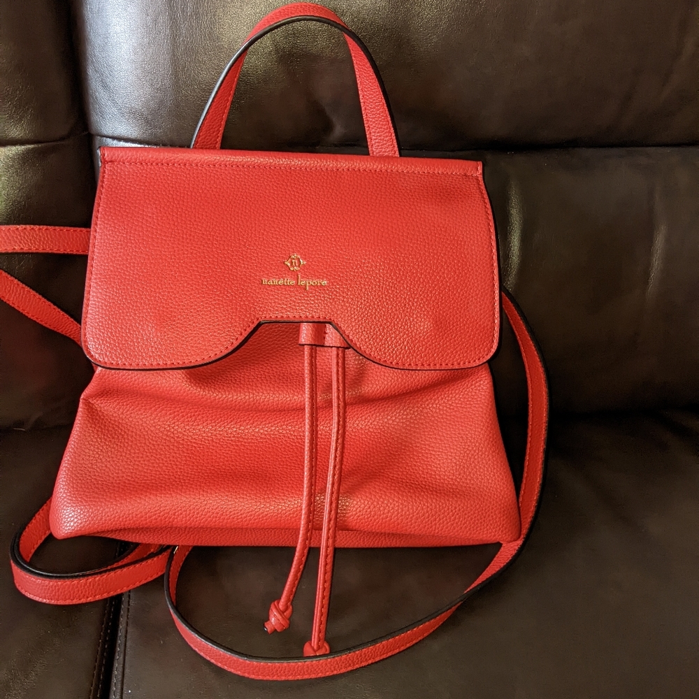 Nanette Lepore red vegan leather backpack